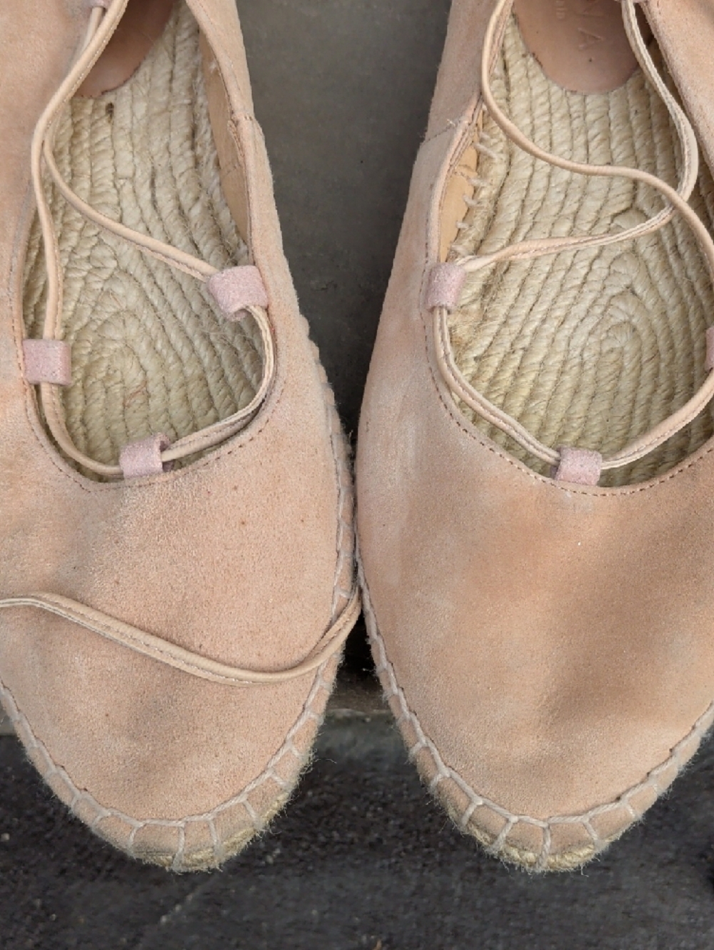Romena Handmade In Spain Lace Up Women's Suede Espadrille Flats in Blush - Picture 11 of 11